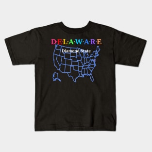 Delaware, USA. Diamond State (Map Version) Kids T-Shirt